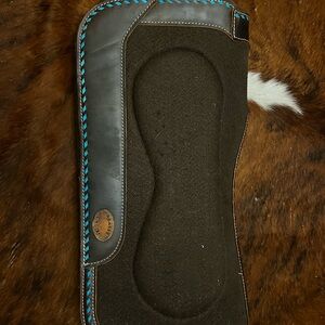 Klassy Cowgirl Brown and Black Saddle Pad with turquoise Stitching